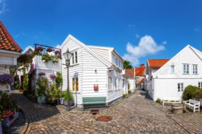 White houses in old Stavanger, Norway