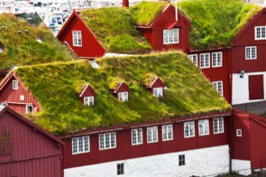 Turf roofs in Torshavn, Faroe Islands